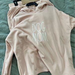 Rae Dunn dog mom sweatshirt and jogger set size medium,Light pink. New with tags
